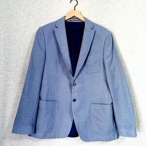 Connaisseur Paris Jacket Blazer Mens 44R Blue Wool Silk Linen Vit Barb Canonico
